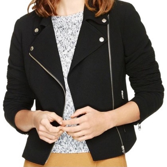 Wilfred Aritzia Montesson Moto Jacket with Zipper Details Black and Olive Green - Picture 9 of 10